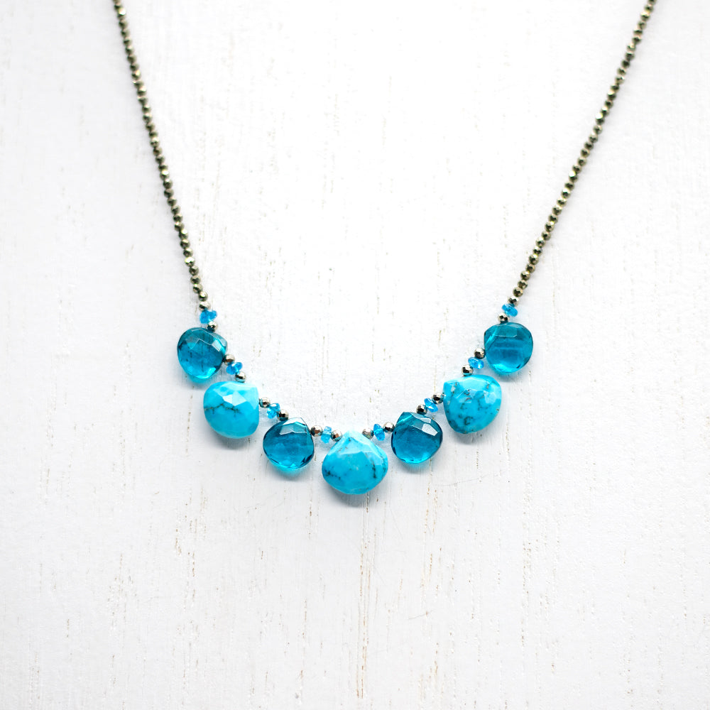 Turquoise & Apatite Ruffle Necklace