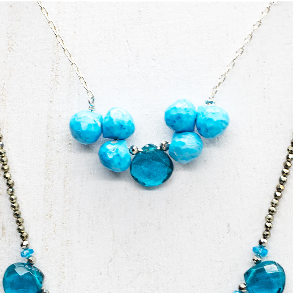 
                
                    Load image into Gallery viewer, Turquoise &amp;amp; Apatite Cloud Necklace
                
            