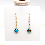 Copper Turquoise Gold Waterfall Earrings