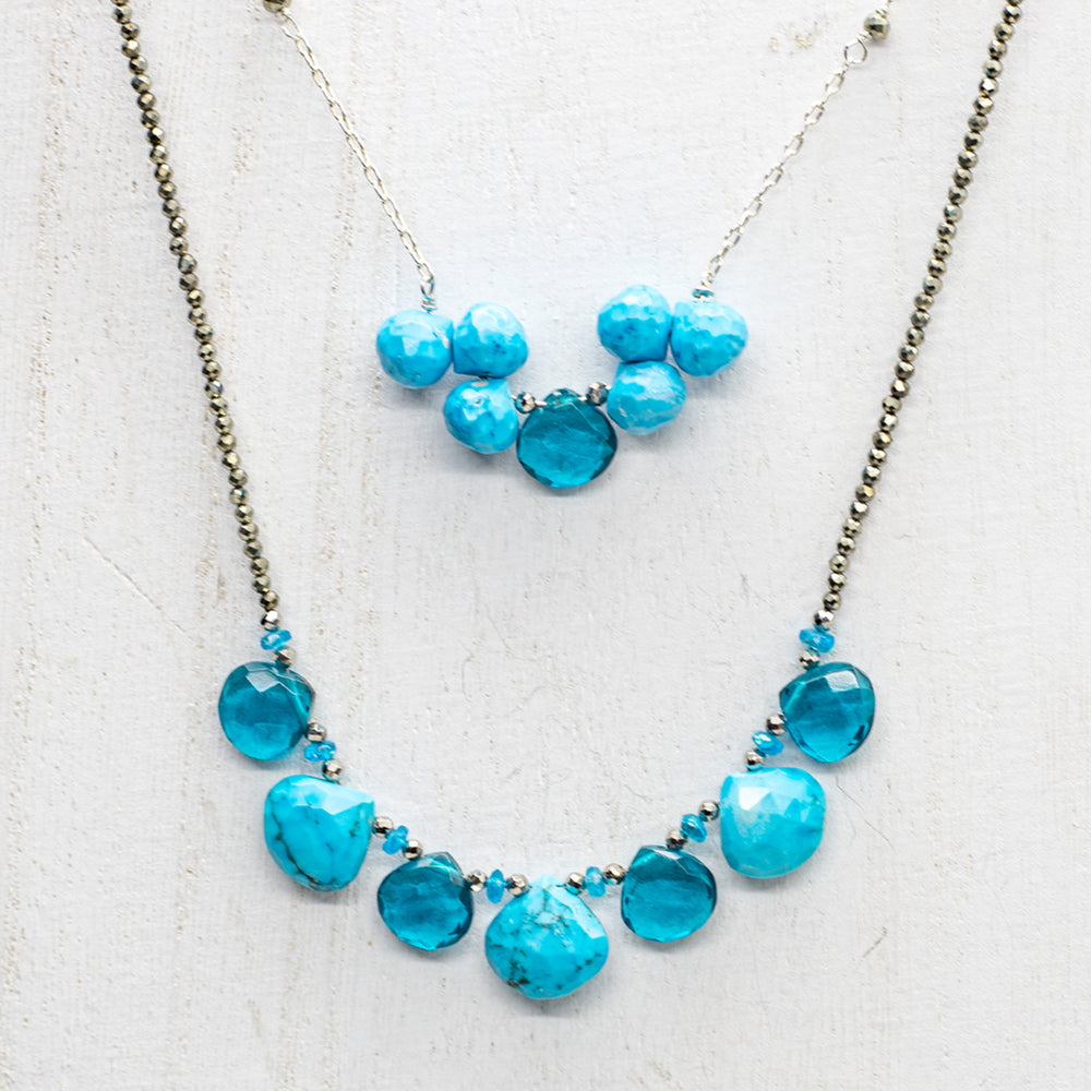 
                
                    Load image into Gallery viewer, Turquoise &amp;amp; Apatite Cloud Necklace
                
            