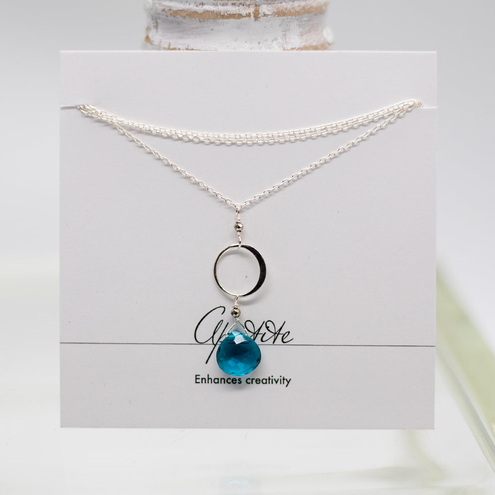 XL Apatite Ring Silver Necklace