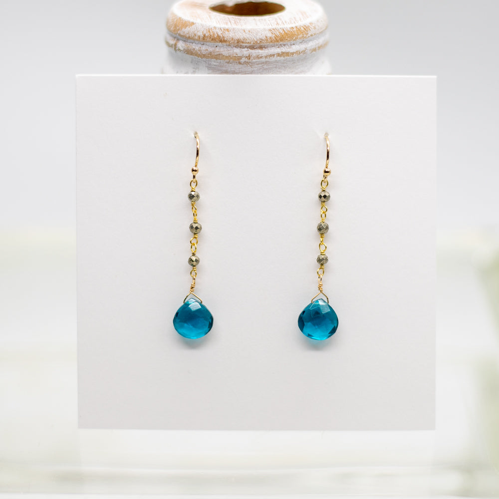 XL Apatite Gold Waterfall Earrings