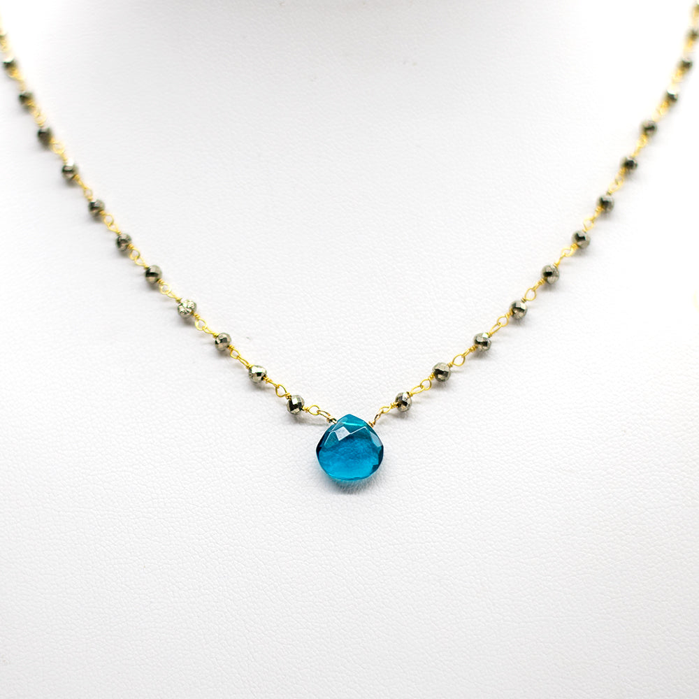 XL Apatite Waterfall Gold Necklace
