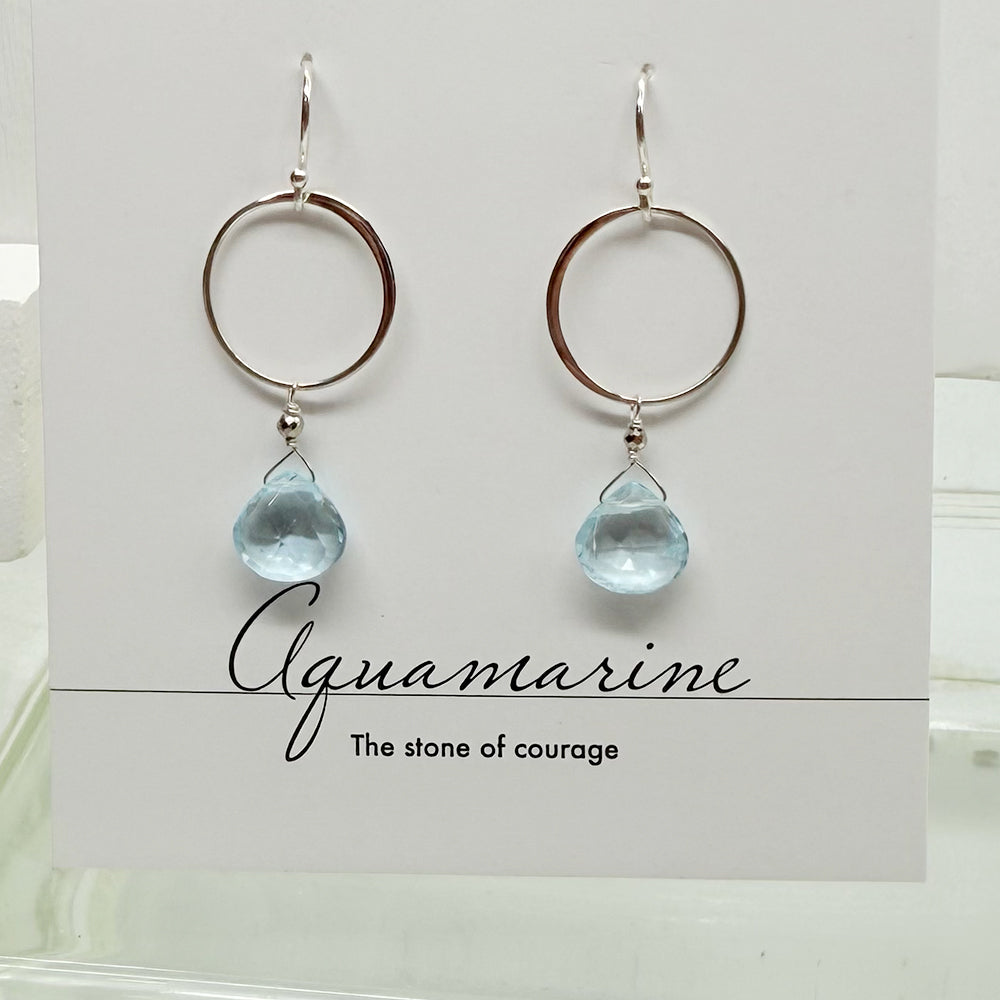 XL Aquamarine Ring Silver Necklace