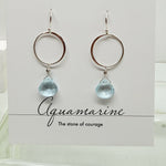 XL Aquamarine Ring Silver Necklace