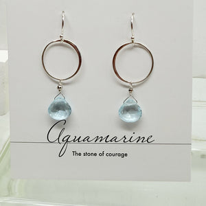 XL Aquamarine Ring Silver Necklace