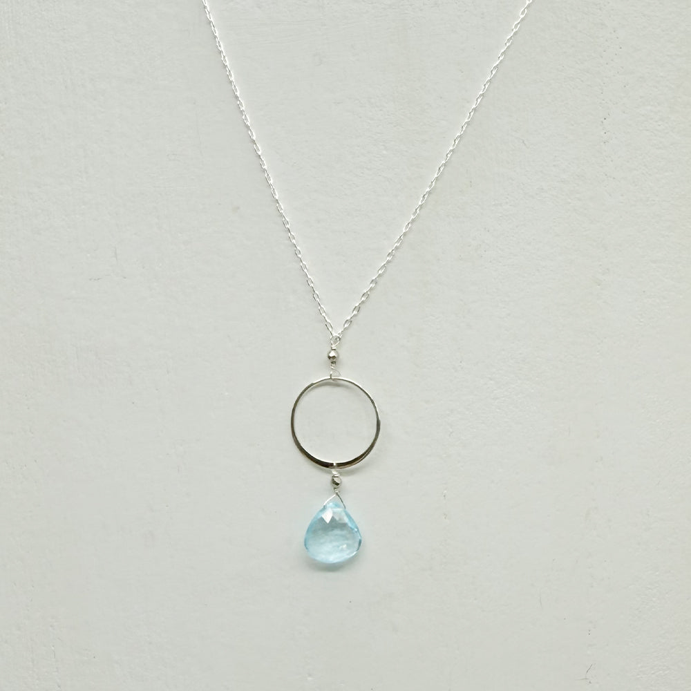 XL Aquamarine Ring Silver Necklace