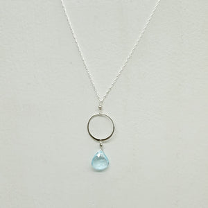 XL Aquamarine Ring Silver Necklace