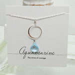 XL Aquamarine Ring Silver Necklace