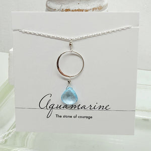 XL Aquamarine Ring Silver Necklace
