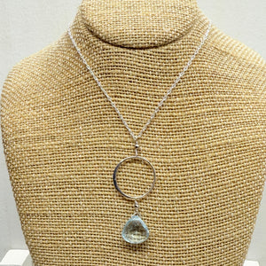 XL Aquamarine Ring Silver Necklace