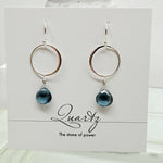 XL Blue Quartz Ring Silver Earrings