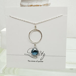 XL Blue Quartz Ring Silver Necklace