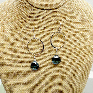 XL Blue Quartz Ring Silver Earrings