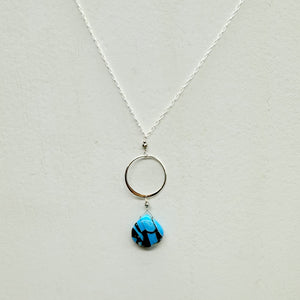 XL Turquoise Ring Silver Necklace