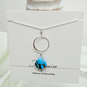 XL Turquoise Ring Silver Necklace