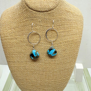 XL Turquoise Ring Silver Earrings