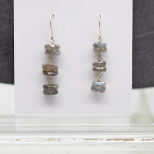 
                
                    Load image into Gallery viewer, Labradorite 3 Stone Earrings
                
            