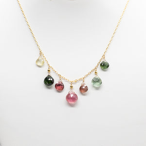 7 Stone Tourmaline Charm Necklace