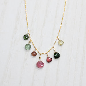 7 Stone Tourmaline Charm Necklace