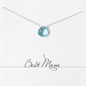 Best Mom Aquamarine Heart Necklace