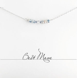 Best Mom Aquamarine Heart Necklace