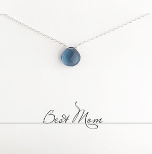 
                
                    Load image into Gallery viewer, Best Mom Blue Quartz Heart Necklace
                
            