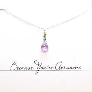 Amethyst & Sapphire Raindrop Necklace