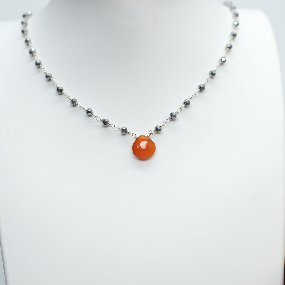 Carnelian Waterfall Silver Necklace