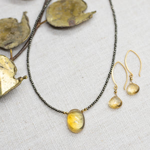 Citrine Droplet Gold Earrings