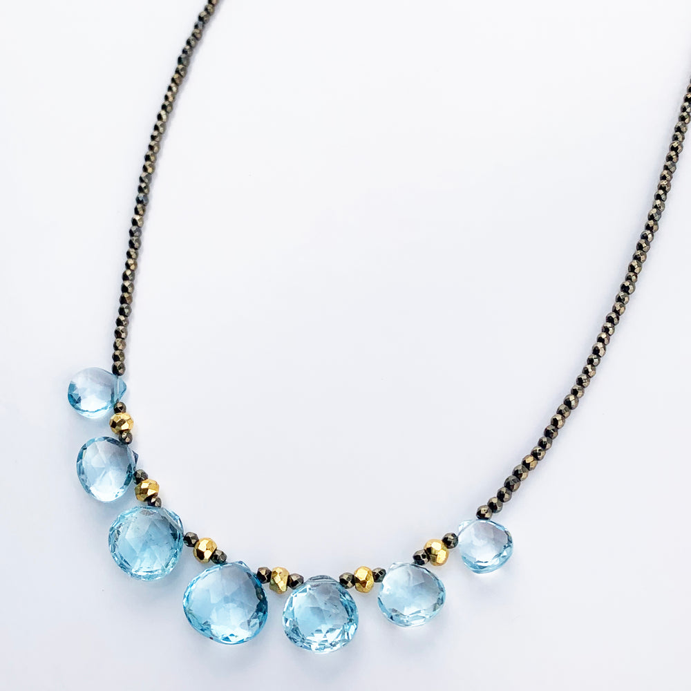 
                
                    Load image into Gallery viewer, Aquamarine Quarter Ruffle Necklace
                
            