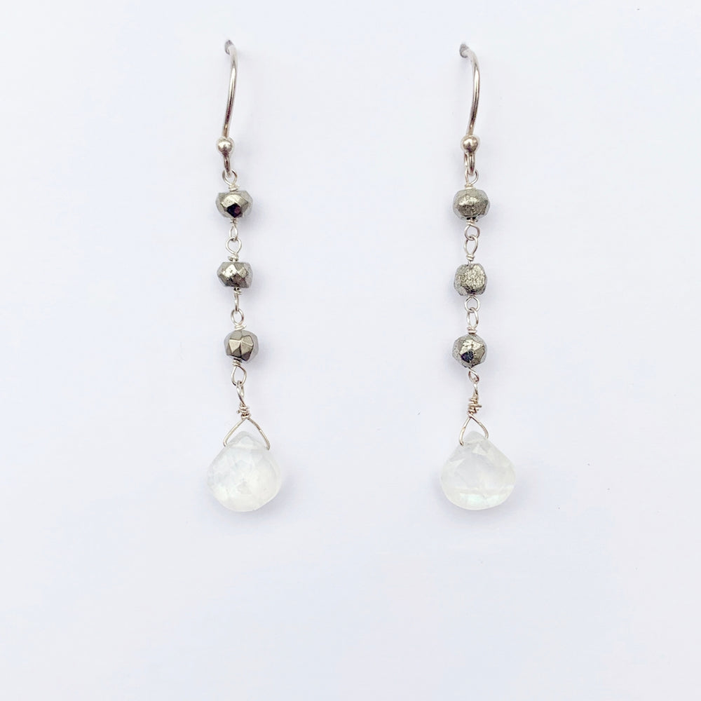 Moonstone Waterfall Silver Earrings