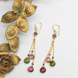 Rainbow Tourmaline Tassel Earrings