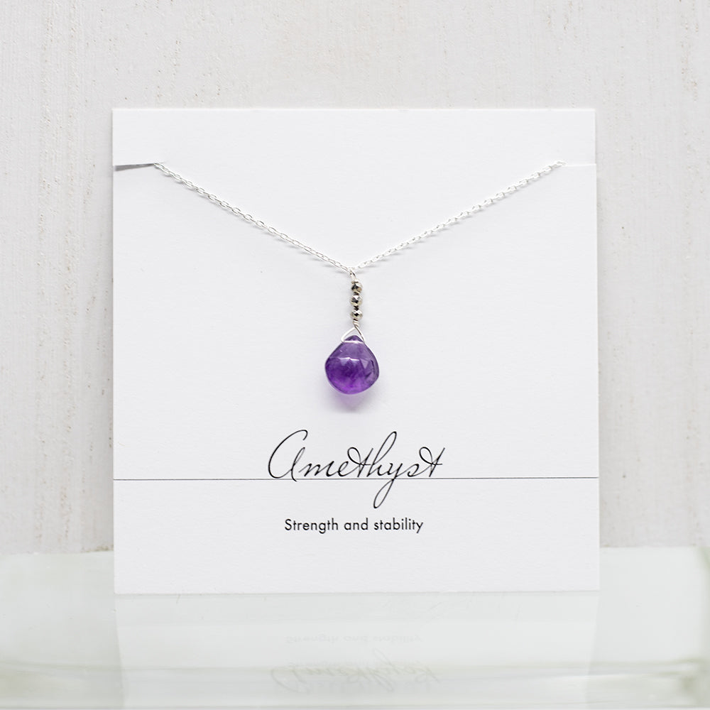 Amethyst Raindrop Silver Necklace