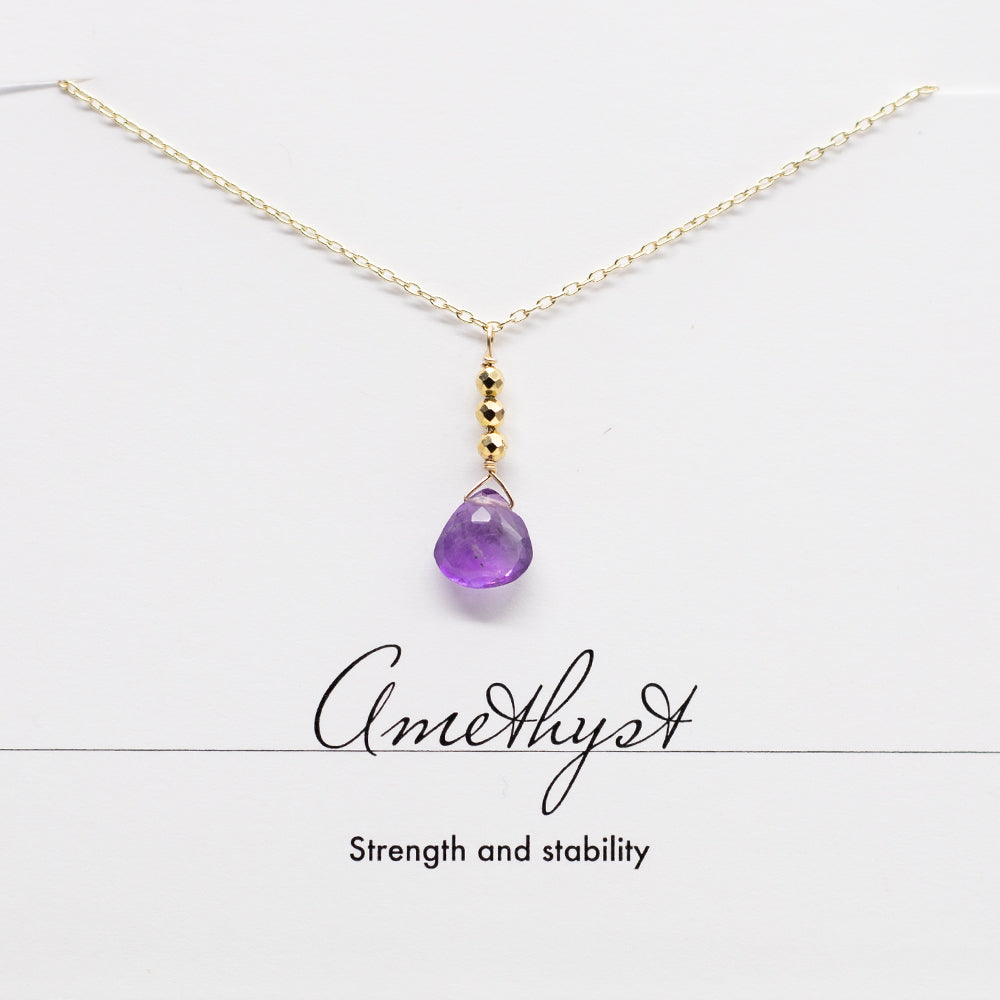 Amethyst Raindrop Gold Necklace