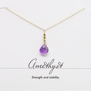 Amethyst Raindrop Gold Necklace