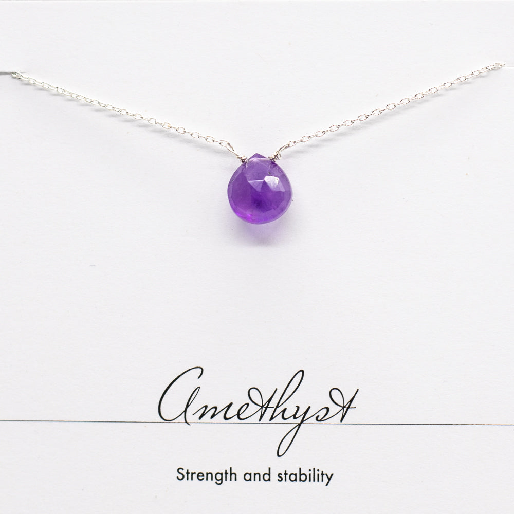 Amethyst Heart Silver Necklace