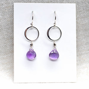 Amethyst Ring Silver Earrings