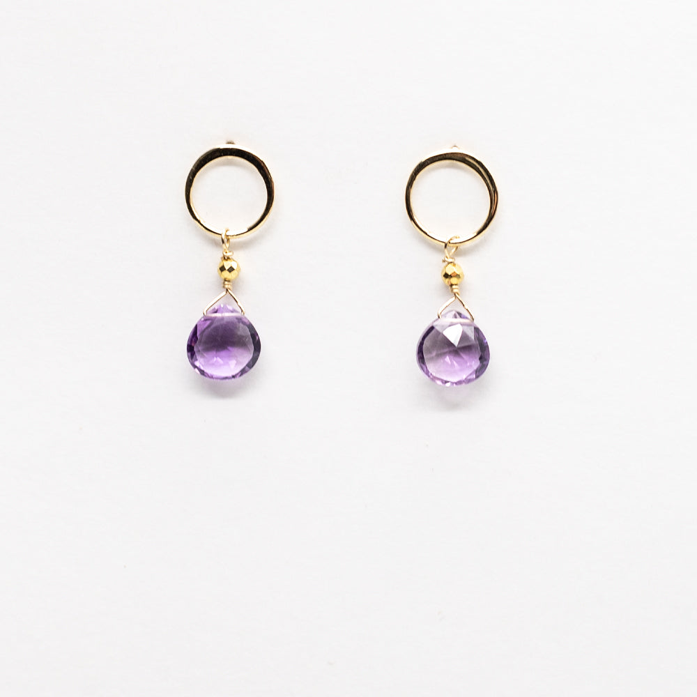Amethyst Luna Gold Earrings