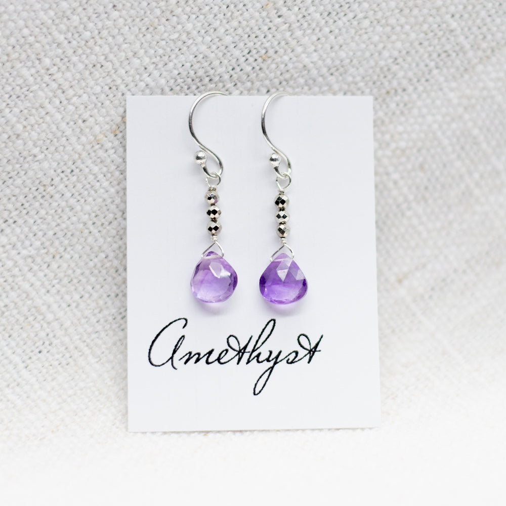 Amethyst Raindrop Silver Earrings