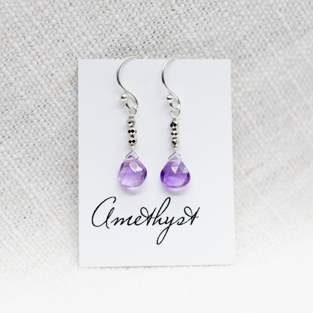 
                
                    Load image into Gallery viewer, Amethyst Raindrop Silver Earrings
                
            