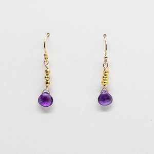 
                
                    Load image into Gallery viewer, Amethyst Raindrop Gold Earrings
                
            