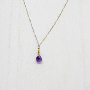 Amethyst Raindrop Gold Necklace