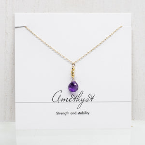 Amethyst Raindrop Gold Necklace