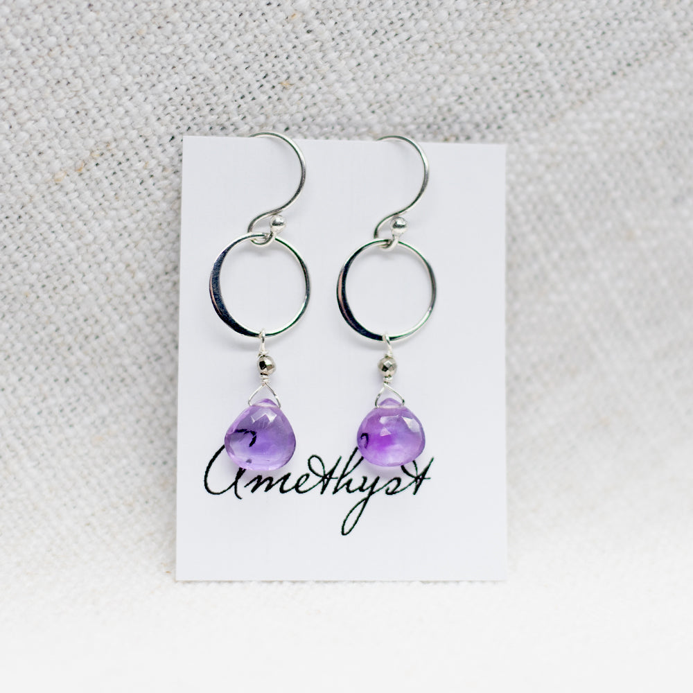 
                
                    Load image into Gallery viewer, Amethyst Ring Silver Earrings
                
            