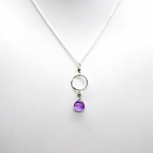 Amethyst Ring Silver Necklace