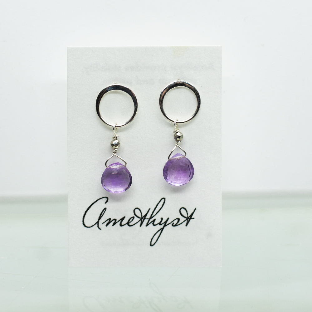 Amethyst Luna Silver Earrings