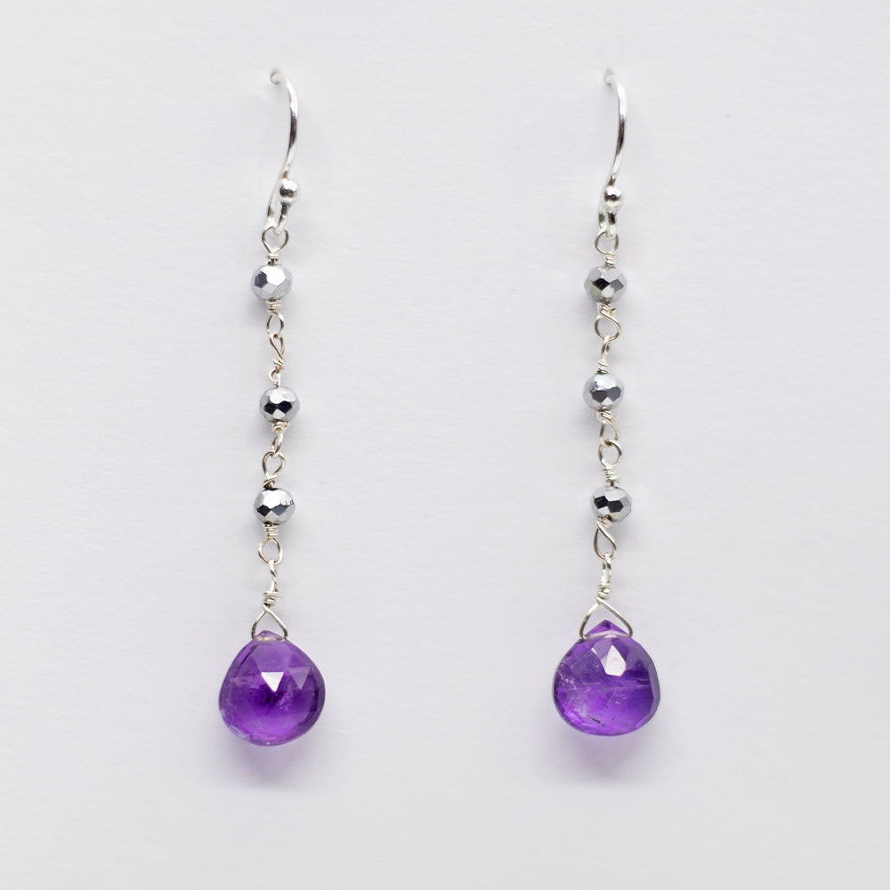 Amethyst Waterfall Silver Earrings