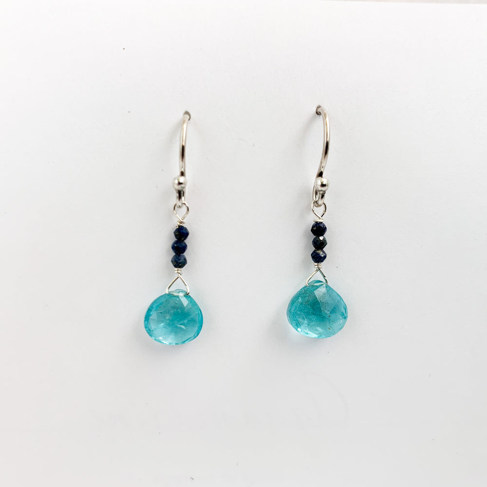 
                
                    Load image into Gallery viewer, Apatite &amp;amp; Sapphire Raindrop Earrings
                
            