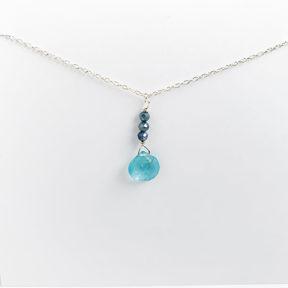 Apatite & Sapphire Raindrop Necklace
